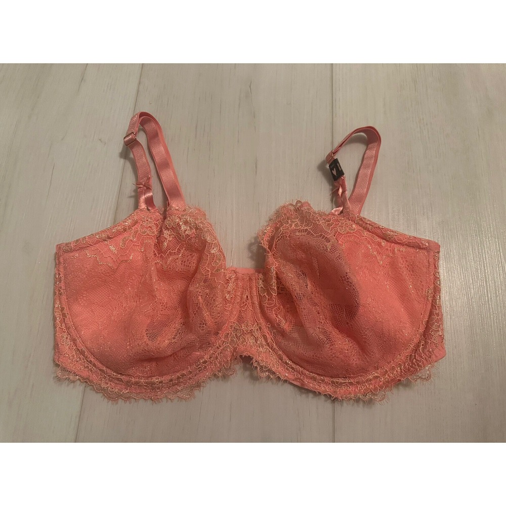 Victoria's Secret Dream Angels Push-up w/o Padding Sz 38DDD Pink Lace Shimmery